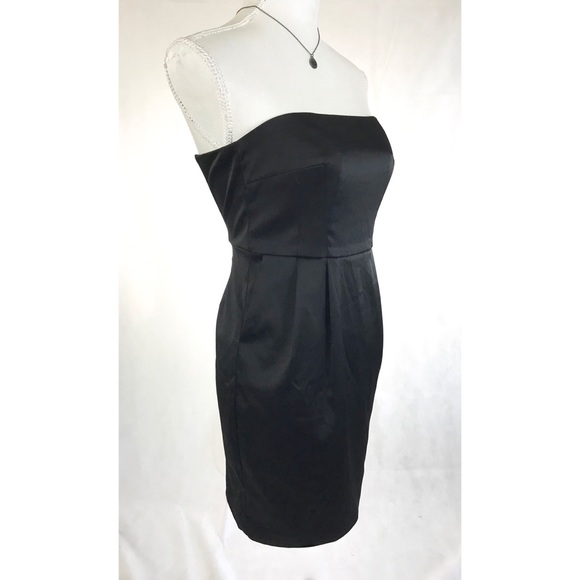 EXPRESS Black Strapless Satin Dress - Picture 2 of 4
